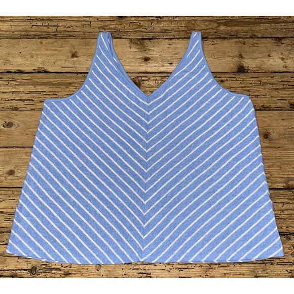 Loft Women’s Size XL Double V Blue/White Stripe Tank Top - Picture 1 of 6